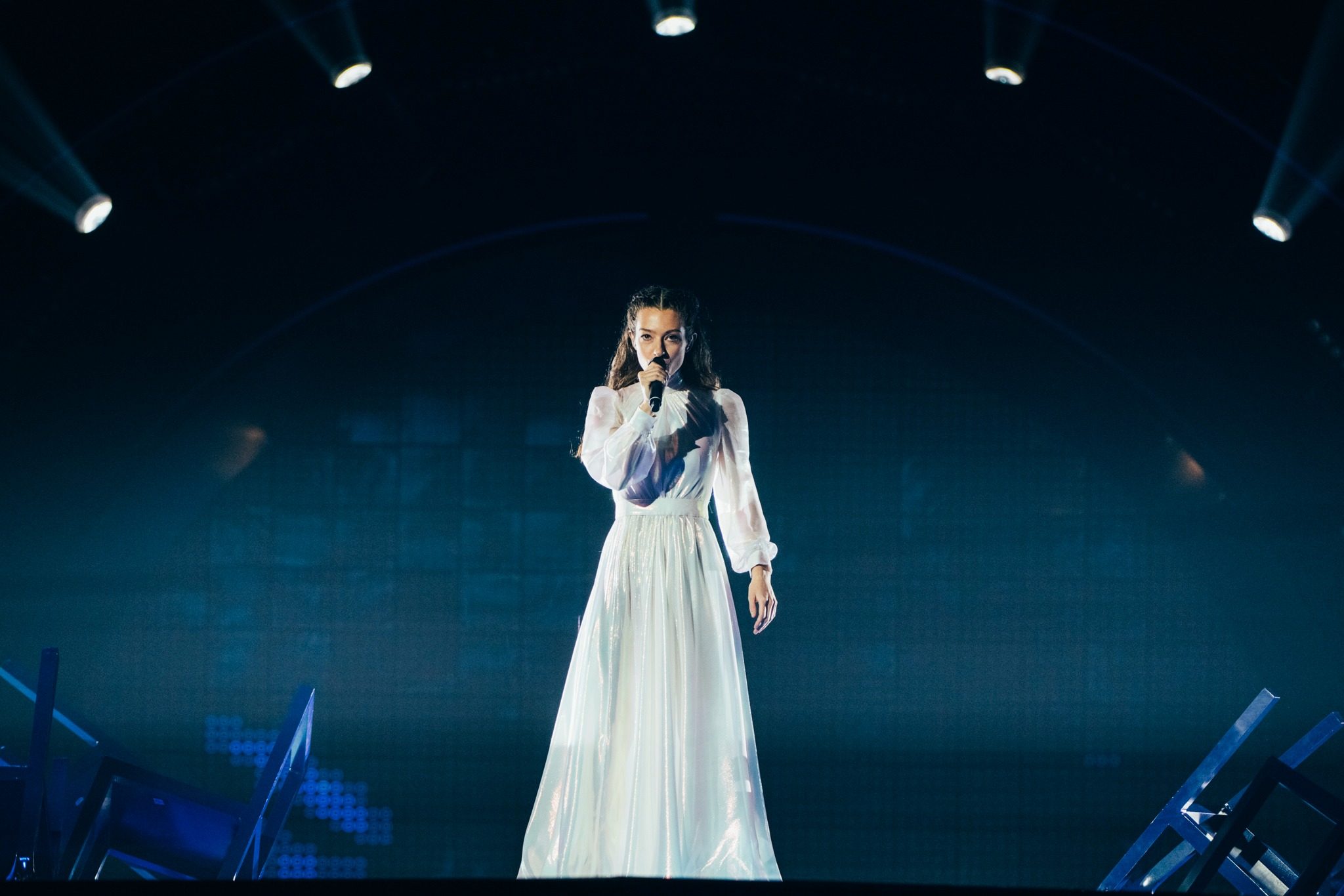 Greece’s Amanda Georgiadi Tenfjord performing at the Eurovision Song Contest 2022 Semi Final One Jury Show