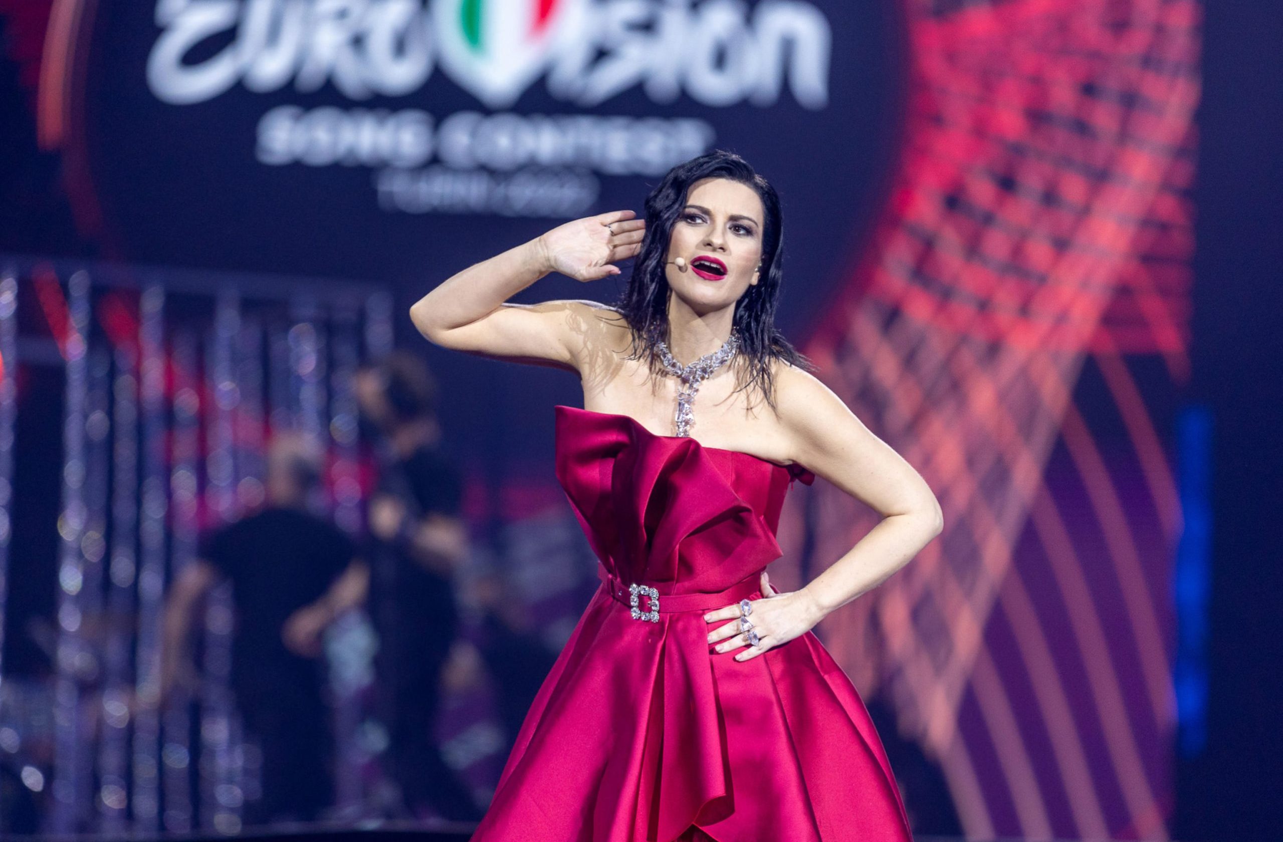Italian singer Laura Pausini host the second semifinal of the Eurovision Song contest 2022 on May 12, 2022 at the Pala Alpitour venue in Turin. ANSA/GOIGEST PRESS OFFICE +++ NO SALES, EDITORIAL USE ONLY +++