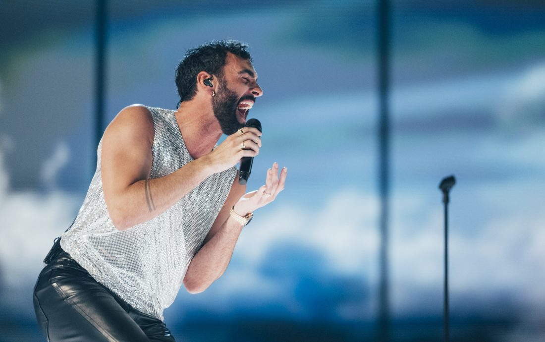 Marco Mengoni rehearsing Due Vite for Italy at the Second Rehearsal of the Grand Final at Liverpool Arena