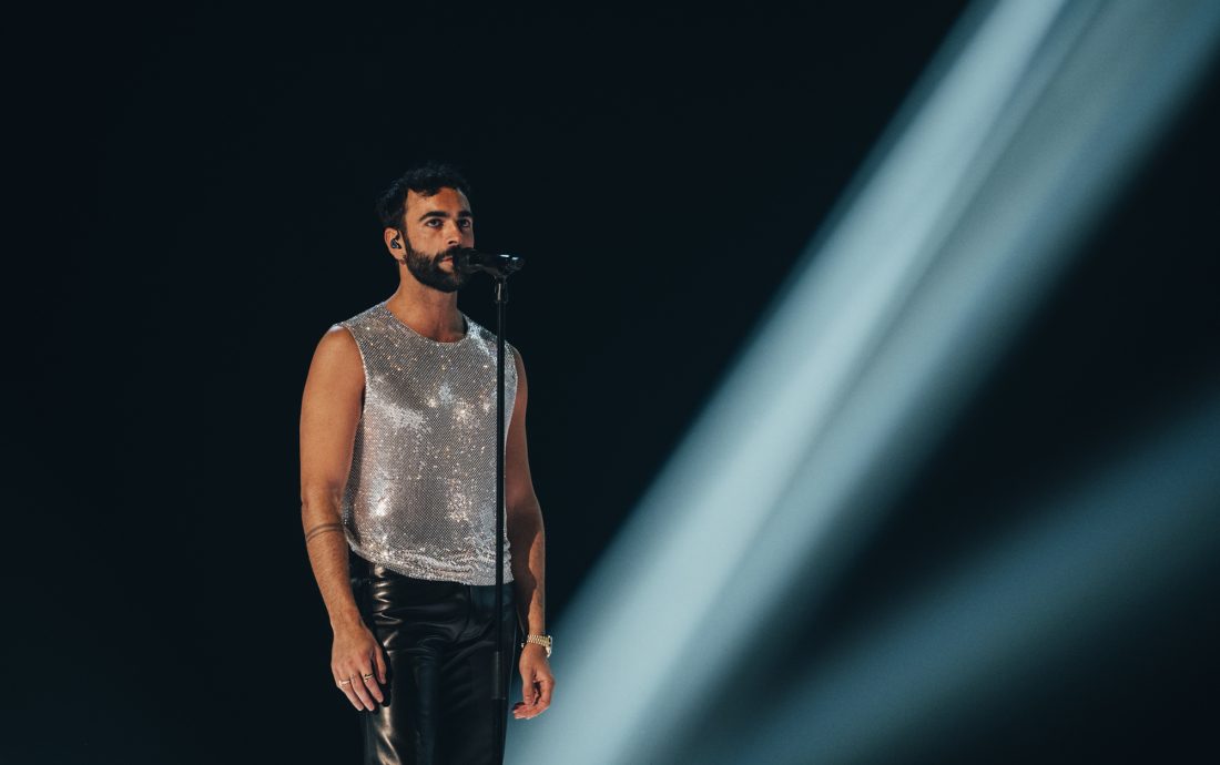 Marco Mengoni rehearsing Due Vite for Italy at the Second Rehearsal of the Grand Final at Liverpool Arena