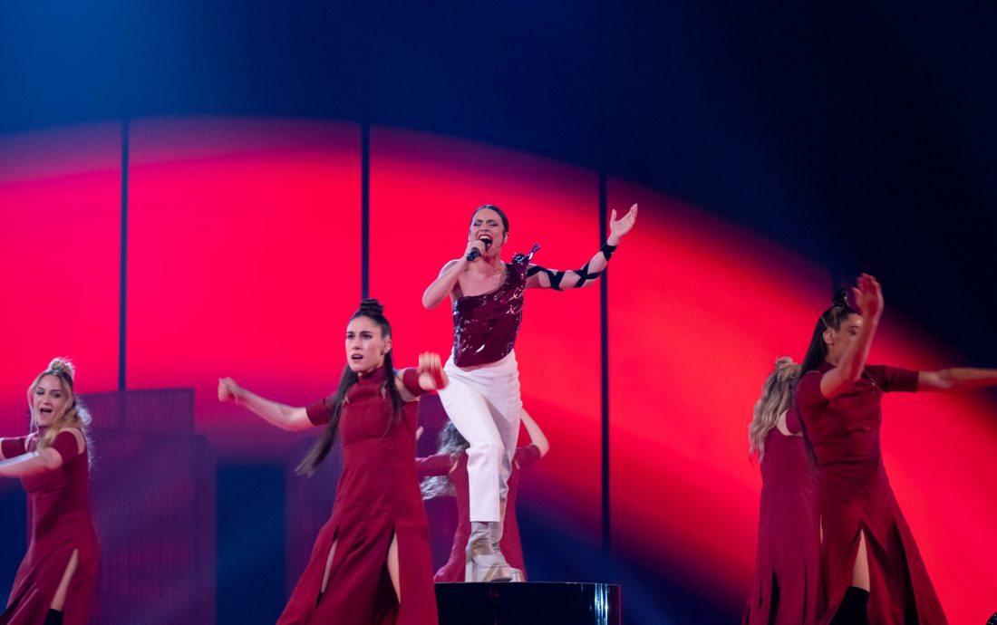 Blanca Paloma rehearsing Eaea for Spain at the Second Rehearsal of the Grand Final at Liverpool Arena