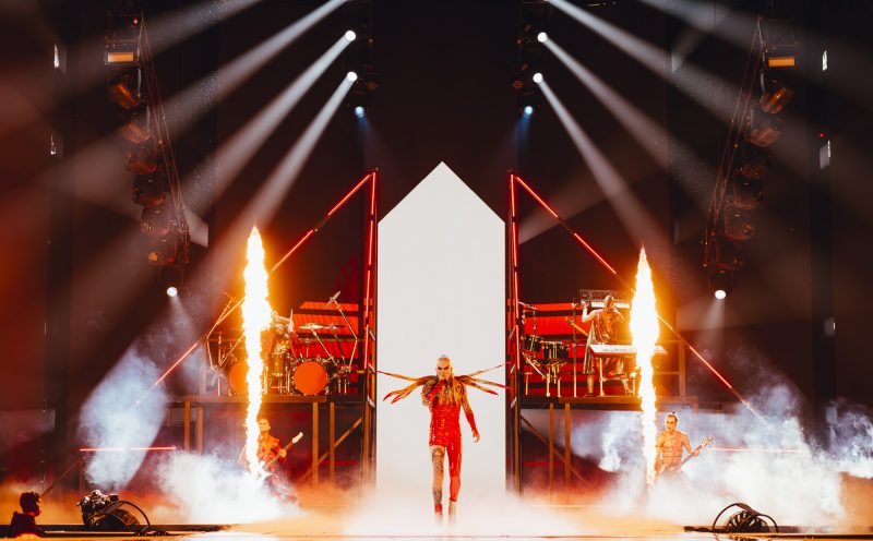 Lord of the Lost rehearsing Blood & Glitter for Germany at the Second Rehearsal of the Grand Final at Liverpool Arena