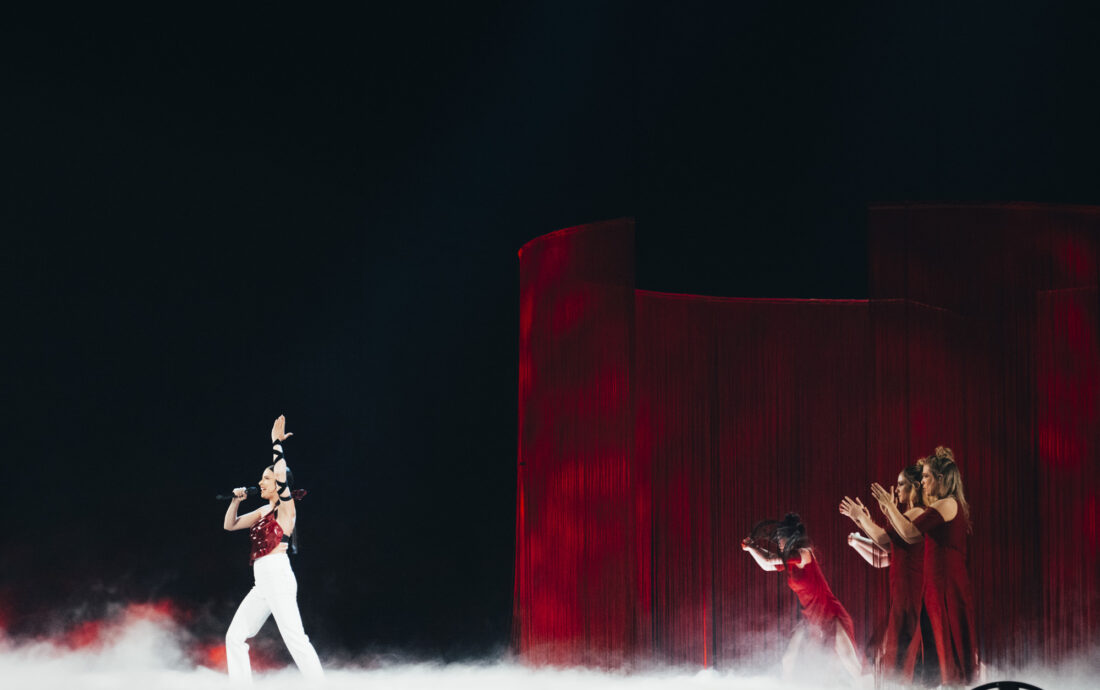 Blanca Paloma rehearsing Eaea for Spain at the First Rehearsal of the Grand Final at Liverpool Arena