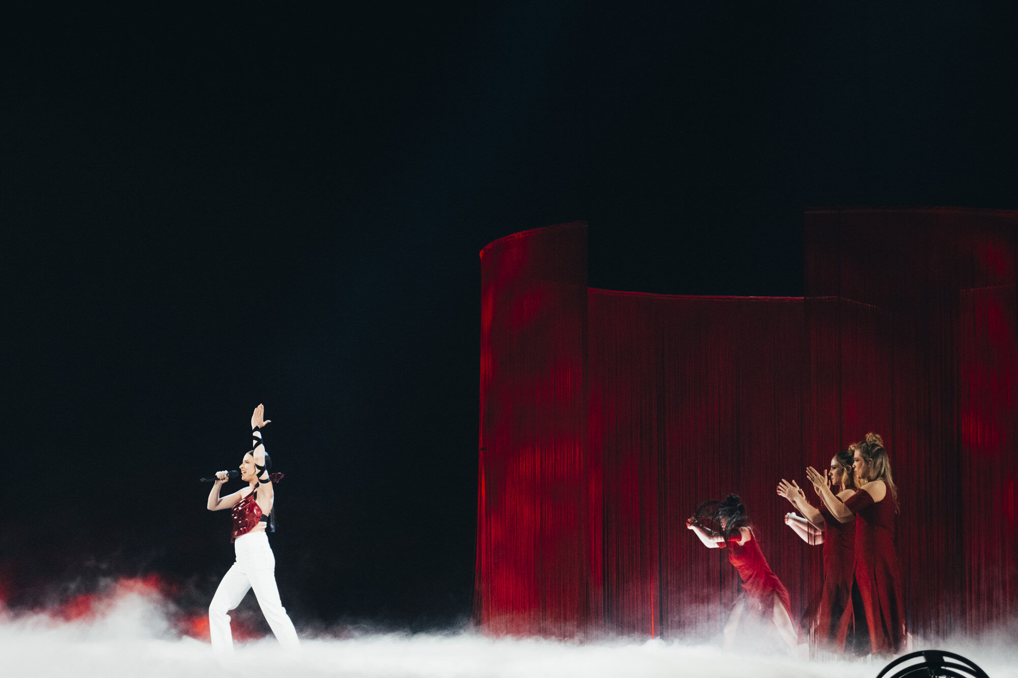 Blanca Paloma rehearsing Eaea for Spain at the First Rehearsal of the Grand Final at Liverpool Arena