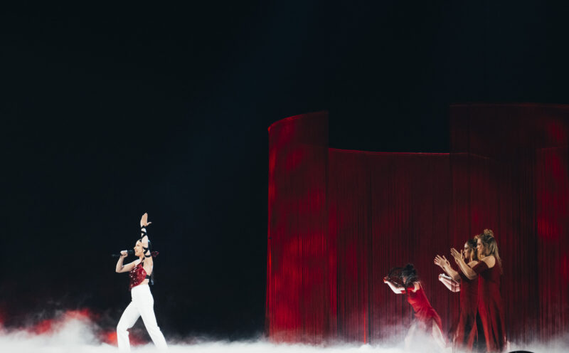 Blanca Paloma rehearsing Eaea for Spain at the First Rehearsal of the Grand Final at Liverpool Arena