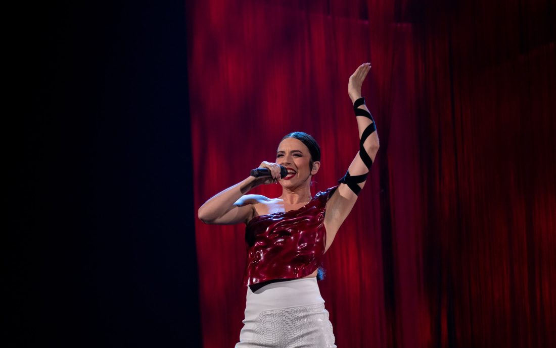 Blanca Paloma rehearsing Eaea for Spain at the Second Rehearsal of the Grand Final at Liverpool Arena
