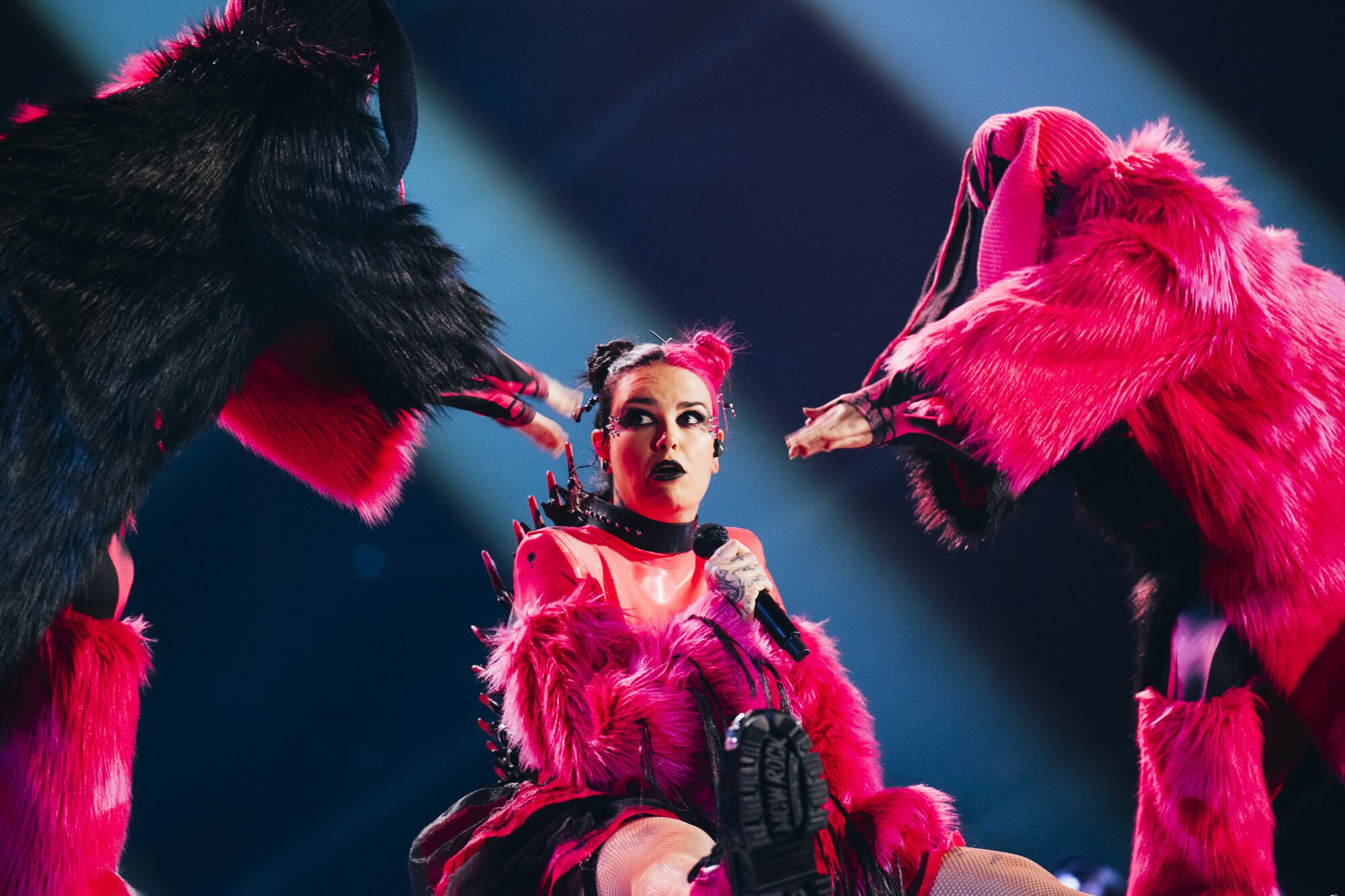 MEGARA rehearsing 11:11 for San Marino at the Second Rehearsal of the Second Semi-Final at Malmö Arena