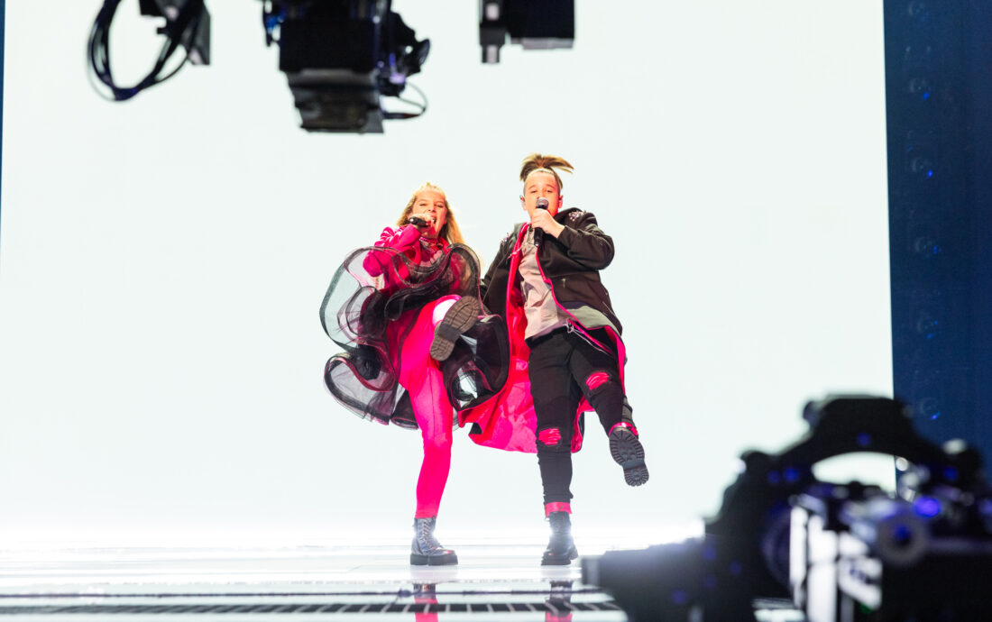 🇲🇰 North Macedonia / Ana & Aleksej performing Marathon at Junior Eurovision 2024, at the First Rehearsal in Caja Mágica, Madrid.