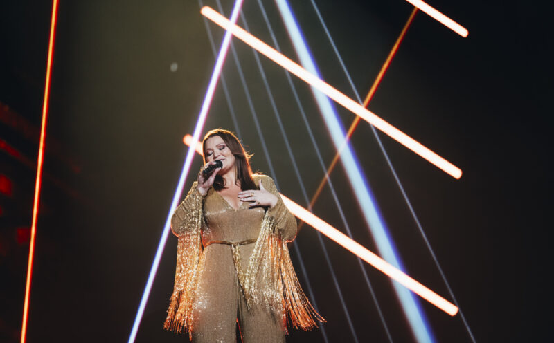 Hera Björk rehearsing Scared of Heights for Iceland at the Second Rehearsal of the First Semi-Final at Malmö Arena