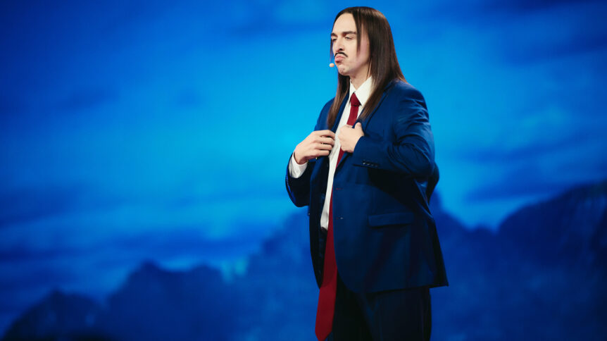 Tommy Cash rehearsing Espresso Macchiato for Estonia at St. Jakobshalle