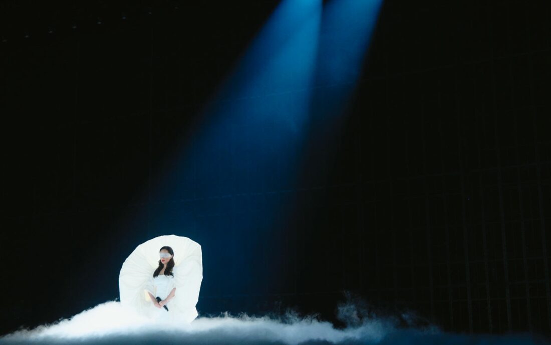 Nina Žižić rehearsing Dobrodošli for Montenegro at St. Jakobshalle