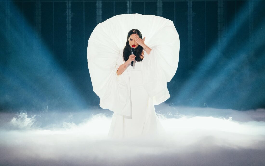 Nina Žižić rehearsing Dobrodošli for Montenegro at St. Jakobshalle