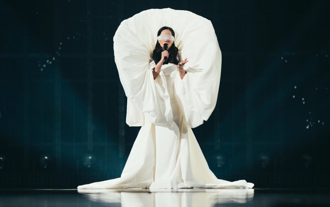 Nina Žižić rehearsing Dobrodošli for Montenegro at St. Jakobshalle