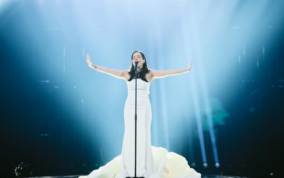 Nina Žižić rehearsing Dobrodošli for Montenegro at St. Jakobshalle