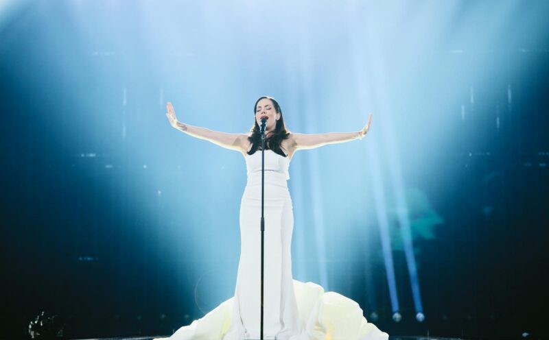 Nina Žižić rehearsing Dobrodošli for Montenegro at St. Jakobshalle