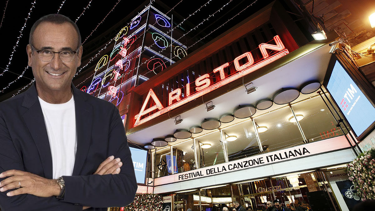 SANREMO, ITALY, February 4, 2019: Night view of the Ariston theatre during the 69th Italian Song Festival in Sanremo, Italy.