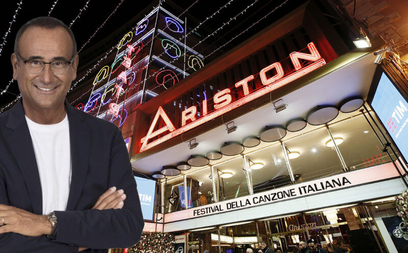 SANREMO, ITALY, February 4, 2019: Night view of the Ariston theatre during the 69th Italian Song Festival in Sanremo, Italy.