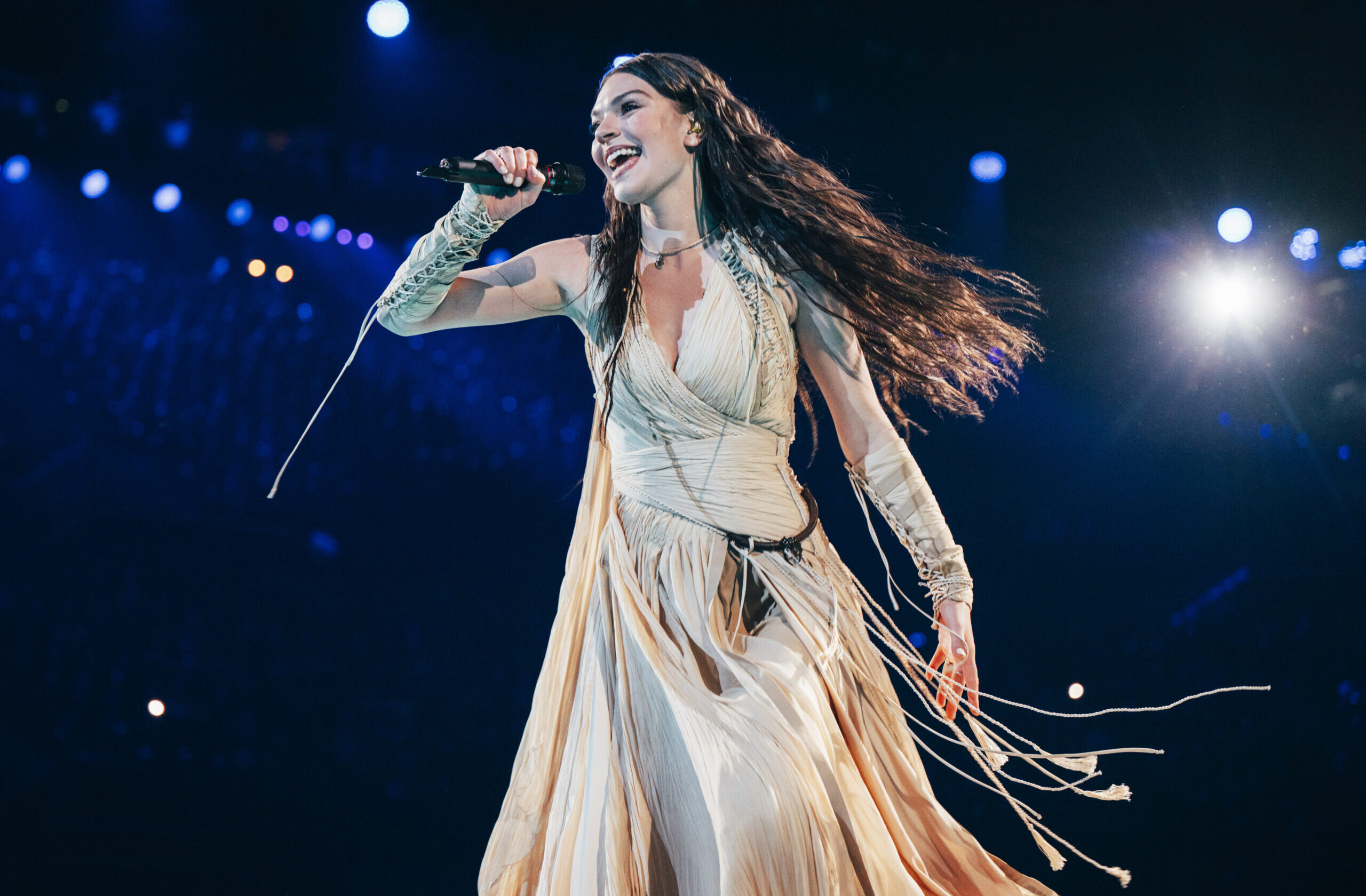 Second Semi-Final Performance: Eva Marija performing Mother Nature for Luxembourg
during the Second Semi-Final of the Eurovision Song Contest at Wiener Stadthalle, Vienna
2026 on 13 May