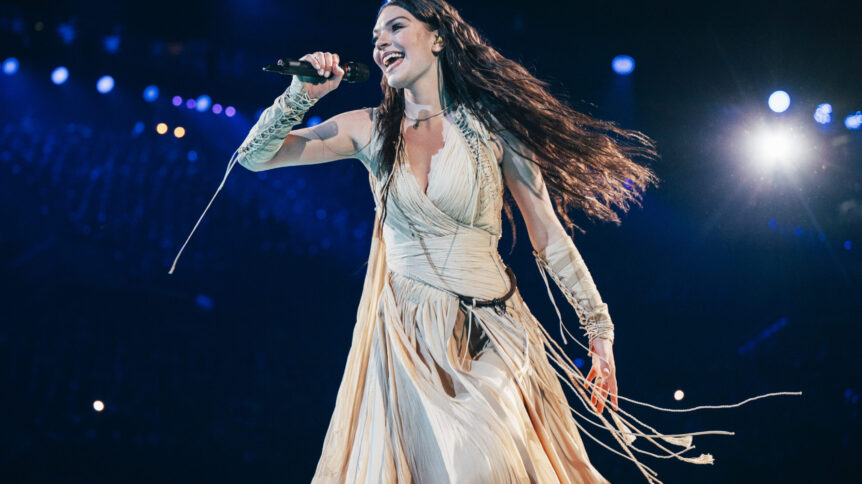Second Semi-Final Performance: Eva Marija performing Mother Nature for Luxembourg
during the Second Semi-Final of the Eurovision Song Contest at Wiener Stadthalle, Vienna
2026 on 13 May