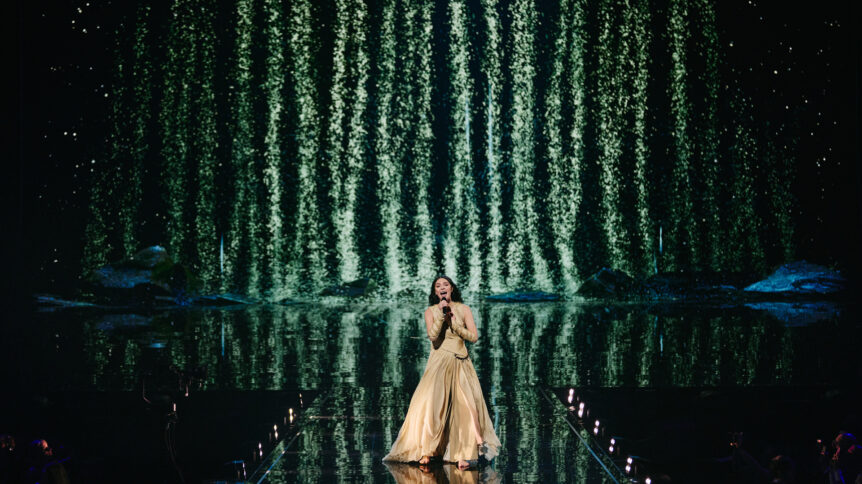 Second Semi-Final Performance: Eva Marija performing Mother Nature for Luxembourg
during the Second Semi-Final of the Eurovision Song Contest at Wiener Stadthalle, Vienna
2026 on 13 May